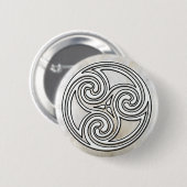 Weißer keltischer irischer Knoten Triskelion Button (Vorne & Hinten)