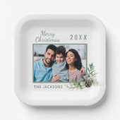 Weißer Kiefer-Foto Pappteller (Vorderseite)