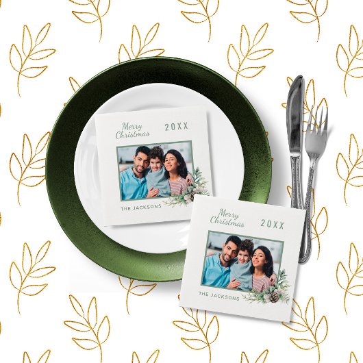 Weißer Kiefer-Foto Serviette