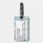 Weißer Kirschblüten-Monogramm-Name Gepäckanhänger (Rückseite vertikal)