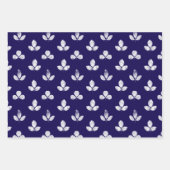 Weißer Klee Marineblau Geschenkpapier Set (Vorderseite)