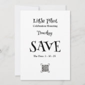 Weißer kleiner Pilotenhut, goldene Sterne, Einladu Einladung (Rückseite)