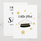 Weißer kleiner Pilotenhut, goldene Sterne, Einladu Einladung (Vorne/Hinten)