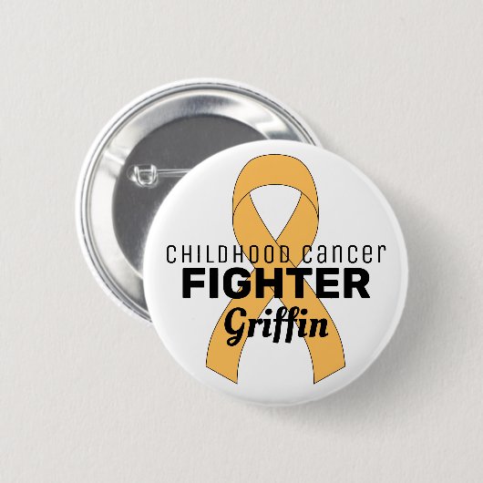 Weißer Knopf für Krebs im Kindesalter Button (Vorne & Hinten)