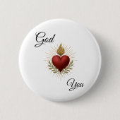 Weißer Knopf - Gott liebt dich Button (Vorderseite)