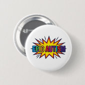 Weißer Knopf mit epischer Autismus-Sternenexplosio Button (Vorne & Hinten)