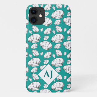 Weißer Koch Hals und Monogramm auf Aquamarinem Bla Case-Mate iPhone Hülle