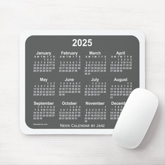Weißer Kohlekalender 2025 von Janz Mousepad (Mit Mouse)