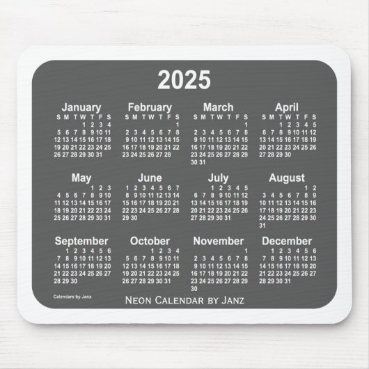 Weißer Kohlekalender 2025 von Janz Mousepad (Vorne)