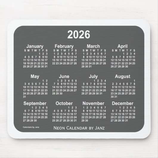 Weißer Kohlekalender 2026 von Janz Mousepad (Vorne)