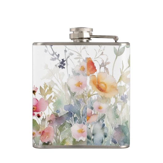 Weißer Kolben mit Wrap um die Blumengrenze Flachmann (Rückseite)