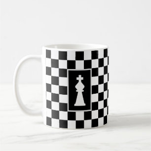 Weißer König auf Schwarz-Weiß-Schach-Tasse Kaffeetasse