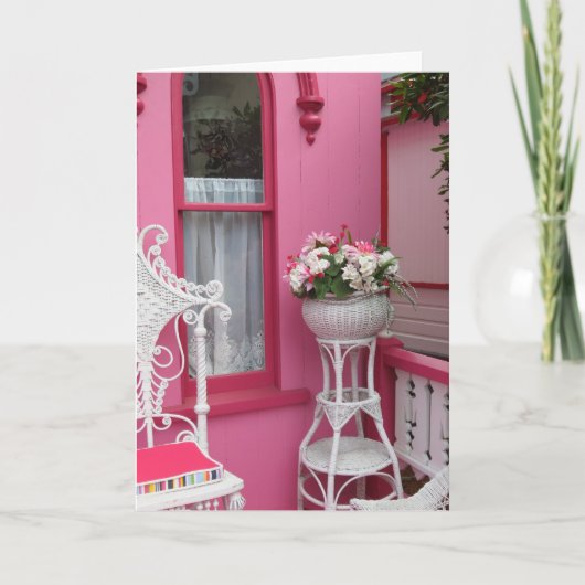 Weißer Korb auf Rosa - Martha's Vineyard Karte (Vorderseite)