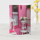 Weißer Korb auf Rosa - Martha's Vineyard Karte (Gelbe Blume)