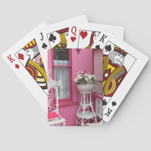 Weißer Korb auf Rosa - Martha's Vineyard Spielkarten (Rückseite)