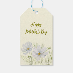 Weißer Kosmos Blume Muttertag Wasserfarbe Geschenkanhänger