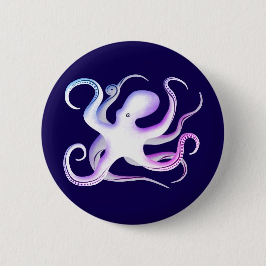 Weißer Kraken Button (Vorderseite)