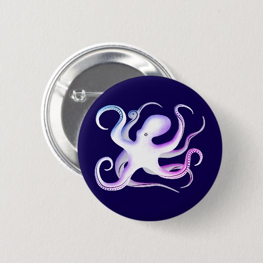 Weißer Kraken Button (Vorne & Hinten)