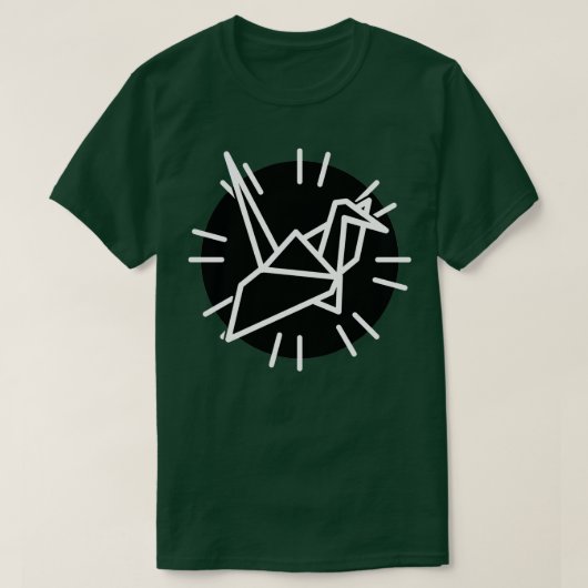 Weißer Kran und Linien mit schwarzem Kreis T-Shirt (Design vorne)