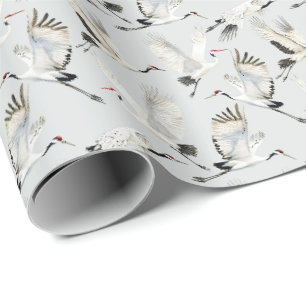 Weißer Kranich großer Vogel Lounge Chinoiserie  Geschenkpapier