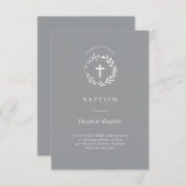 weißer Kranz auf grau | Tauflanung Einladung (Vorne/Hinten)