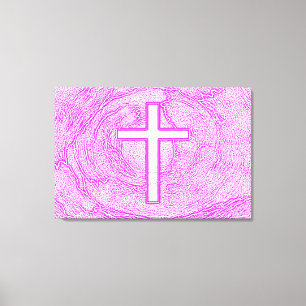 WEISSER KREUZ IN PINK LEINWANDDRUCK