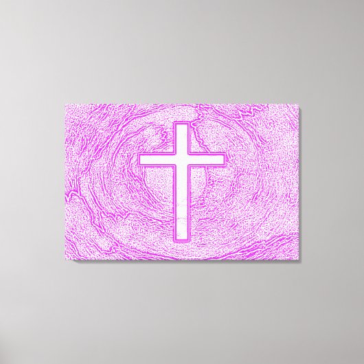 WEISSER KREUZ IN PINK LEINWANDDRUCK (Vorderseite)