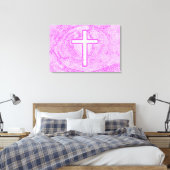 WEISSER KREUZ IN PINK LEINWANDDRUCK (Insitu (Schlafzimmer))