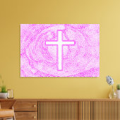 WEISSER KREUZ IN PINK LEINWANDDRUCK (Insitu (Wohnzimmer))