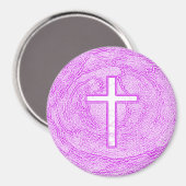WEISSER KREUZ IN PINK MAGNET (Vorderseite/Rückseite)