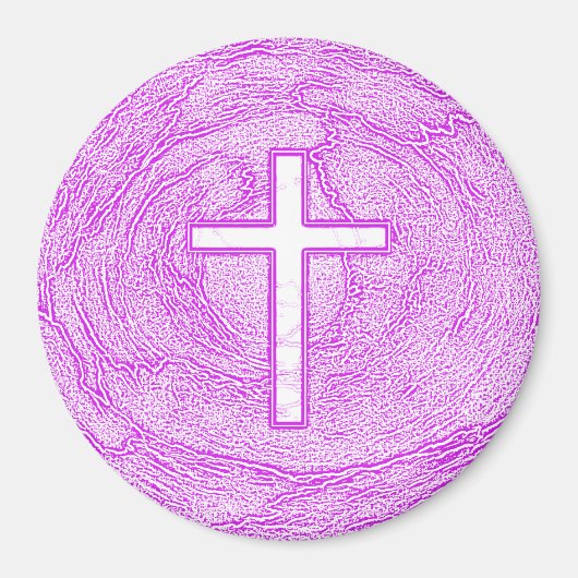 WEISSER KREUZ IN PINK MAGNET (Vorne)