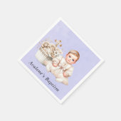 Weißer Kreuzkuchen mit Taufe der Mädchen Serviette (Ecke)