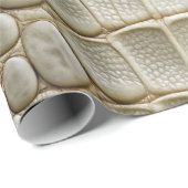 Weißer Krokodil Alligator Imitate Lederdruck Geschenkpapier (Rolleneckpunkt)