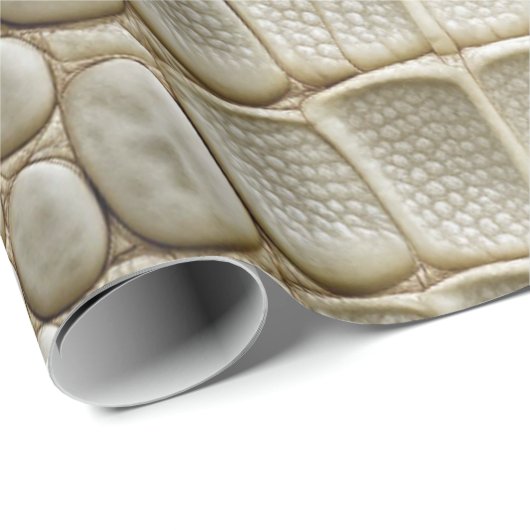 Weißer Krokodil Alligator Imitate Lederdruck Geschenkpapier (Rolleneckpunkt)