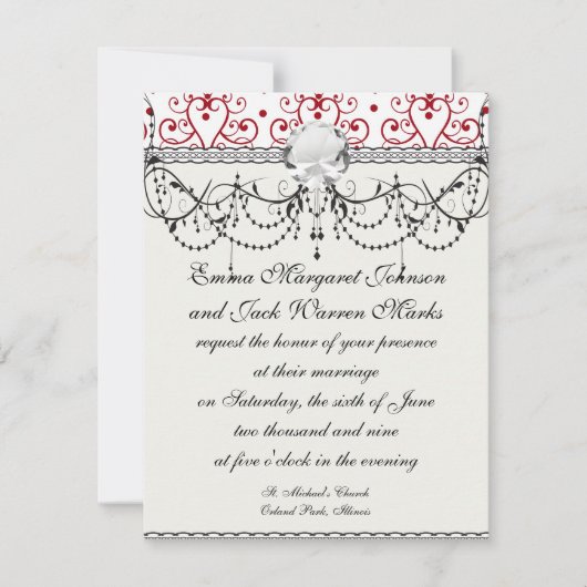 Weißer Kronleuchter Einladung (Vorderseite)