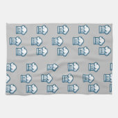 Weißer Küchenchef auf grau Geschirrtuch (Horizontal)