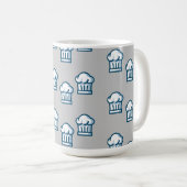 Weißer Küchenchef auf grau Kaffeetasse (VorderseiteRechts)