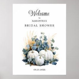 Weißer Kürbis Herbst Brautparty Willkommen Poster