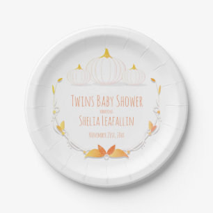 Weißer Kürbis-Herbst paart Babyparty-Pappteller Pappteller