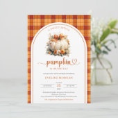 Weißer Kürbis im Wasserfall Herbstliche Blume kari Einladung (Stehend Vorderseite)