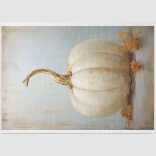 Weißer Kürbis mit Goldsteppung Seidenpapier (Vorderseite)