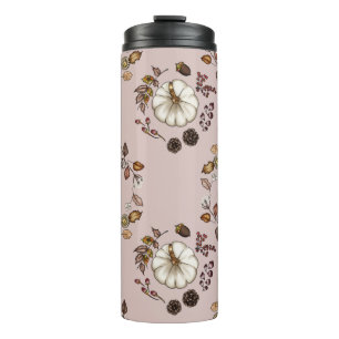 Weißer Kürbis mit Herbstleven Thermosbecher