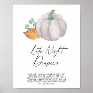 Weißer Kürbis Späte-Nacht-Windeln Poster