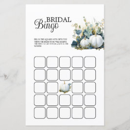 Weißer Kürbis und Eukalyptus-Brautparty Bingo