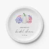 Weißer Kürbis und Hydrangea-Blume Brautparty Pappteller (Vorderseite)