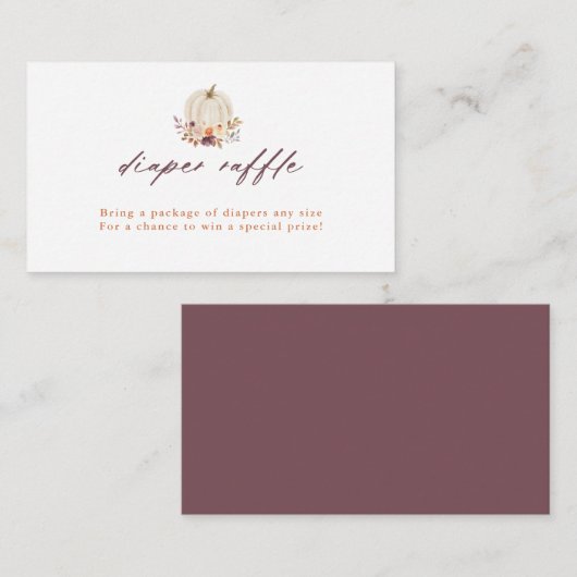 Weißer Kürbis und violette Blumen Windelwölfe Begleitkarte (Vorne/Hinten)