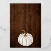 Weißer Kürbisholzfall Babydusche Folieneinladung (Rückseite)