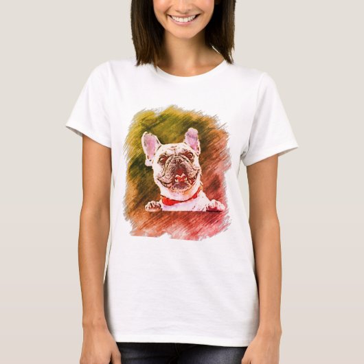 Weißer kurzer Hasenhund T-Shirt (Vorderseite)