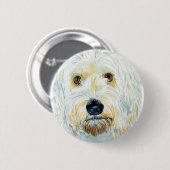 Weißer Labradoodle Maggie Knopf Button (Vorne & Hinten)