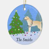 Weißer Labrador im Wald Dekorieren Weihnachtsbaum Keramikornament (Links)